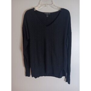 J Crew Womens Black Wool Blend V Neck Sweater Size XSmall